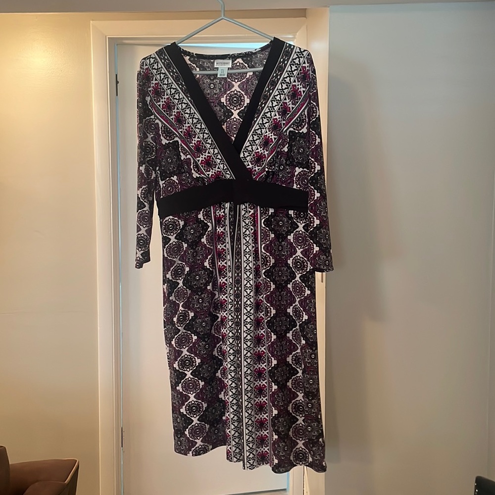 Maternity Womens Purple Geomteric Pattern Wrap Motherhood Dress